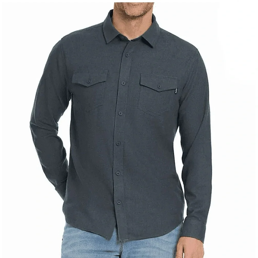 Hurley Men's Brushed Flannel Long Sleeve Button Up Shirt - Picture 1 of 6